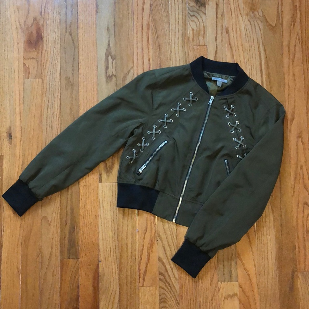 Cropped Military Inspired Bomber Jacket